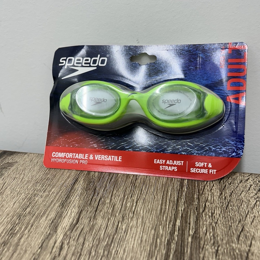Speedo HydroFusion Pro Swim Goggles Adult Lime Green Anti-Fog UV Protection NEW